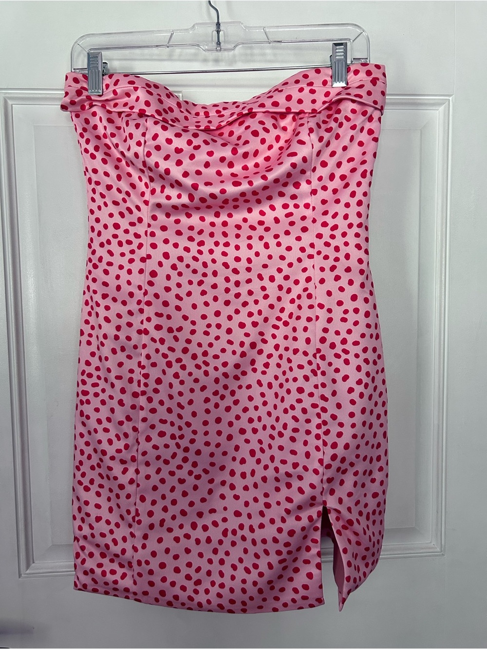 Strapless Pink Polka Dot Dress
